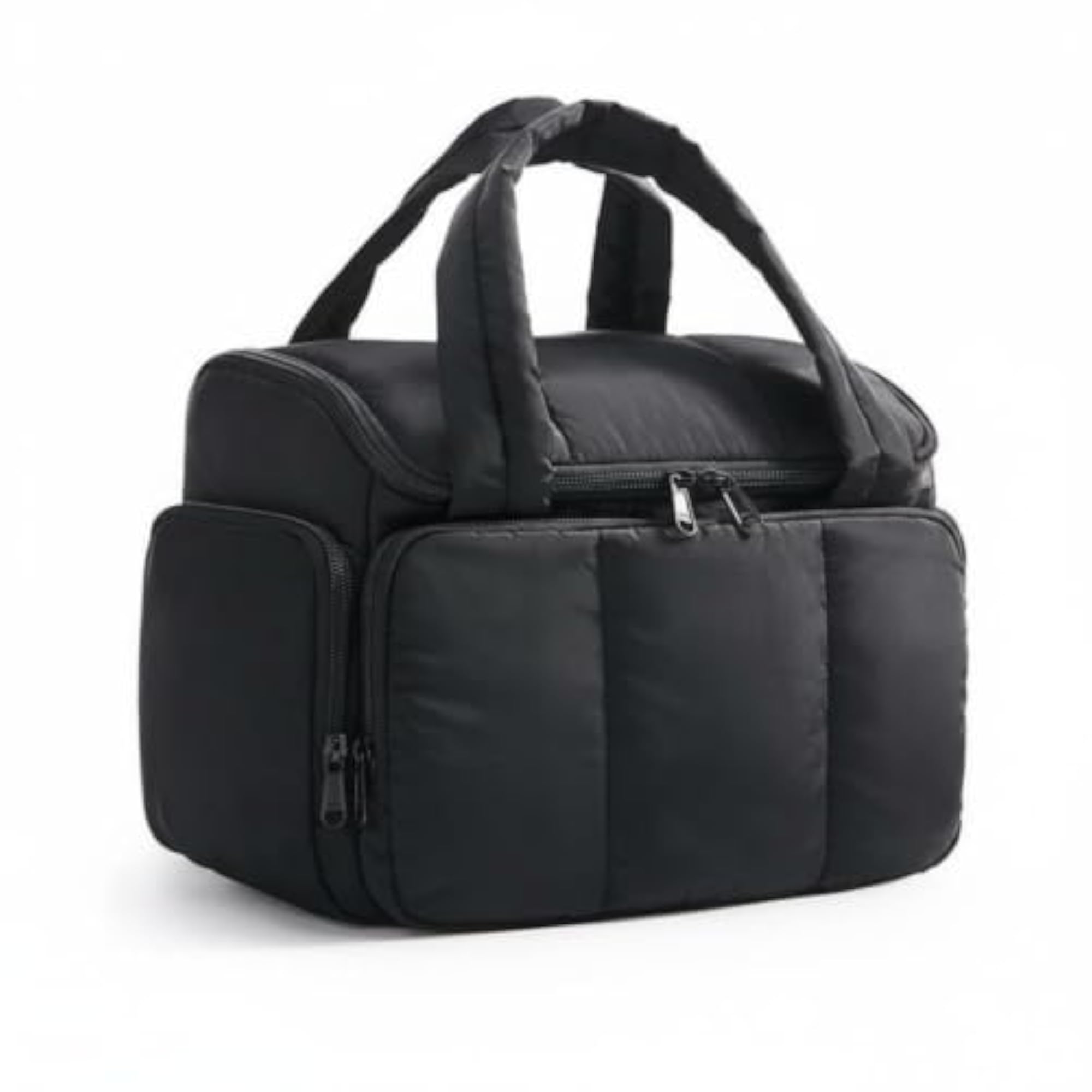 Quilted Cosmetic Bag with Pockets, Structured & Padded