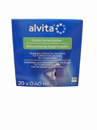 Alliance Alvita Gotas Humedas con ácido hialurónico [solución humectante y lubricante para ojos],0,2% Hialuronato de sodio, Unidosis, 20 Unidades x 0,4 Ml