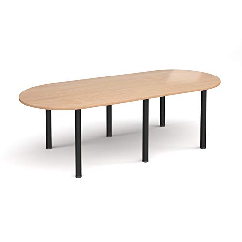 Mr Office Radial end meeting table with 6 radial legs - black legs, Beech