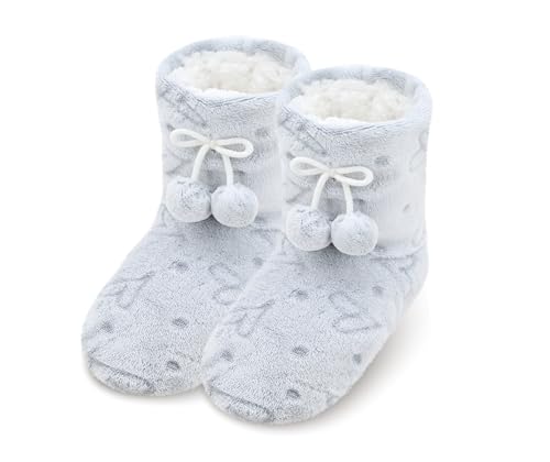 Image of Keyela Womens Non-Slip Sole Slipper Socks, Fluffy Winter House Booties | Ultra soft fuzzy warm indoor house slippers Non-skid bottom for safe walking Cozy winter footwear for ladies