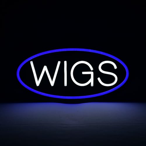 LED WIGS Neon Sign, 16'x8', Business Signboards for Wig Shop, Pure Black Acrylic Backsplash, Easy...