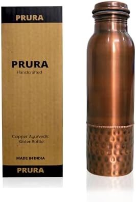 (-42%) PRURA, ayurvedische Kupfer-Wasserflasche, auslaufsicheres naturreines Kupfergefäß 900ml/30oz design 4
