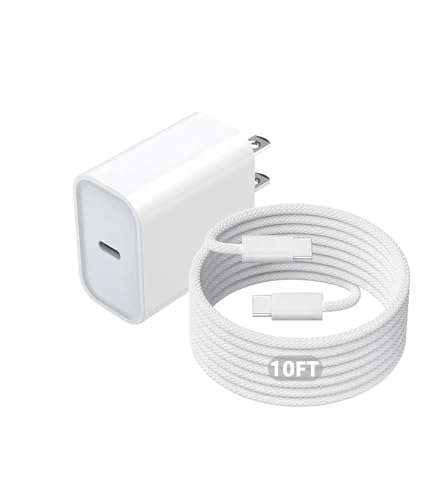 Image of iPhone 17 16 Charger,USB C Wall Charger Block Chargers Fast Charging with 10FT USBC to C Woven Cable for iPhone 17e /17 /17 Pro /17 Pro Max /17 Air /iPhone 16 /16 Plus /16 Pro Max /16e /15 /15Pro,iPad Pro