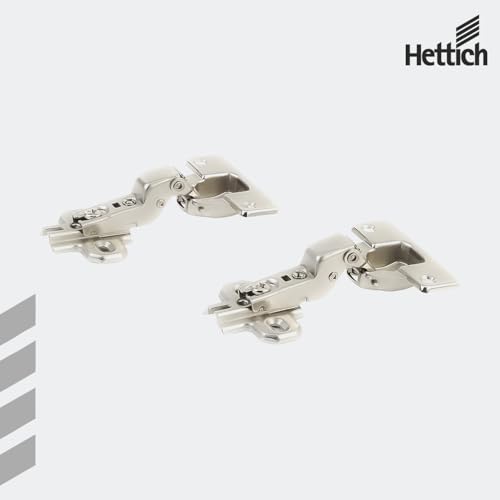 Image of Hettich Slide On 16K Soft Close Cabinet Hinge with Mounting Plate, 4 Hole Inset Door, Nickel Plated, 95 Opening for 14-25mm Panels, Pack of 5 (10 Hinges)