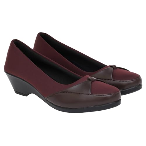Image of XE Looks Women's Black Slip-On Wedge Bellies - Lightweight, Stylish Shoes with Soft Fabric Upper and Comfortable Cushioning Bellies for Girls & Women