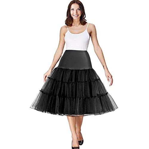 Jaaytct Women's 50S Petticoats For Women Tutu Crinoline Underskirt 27" Length Half Slip Petticoat Black #TOP1