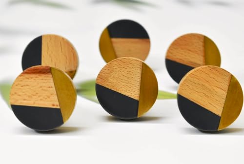 ARTISNO Three Tone Gold Designs Wood Resin Door Knobs, Vintage, Shabby Chic, Interior Furniture, Cabinet Cupboard Drawers Pulls Handles (Bold Grey), Set-6