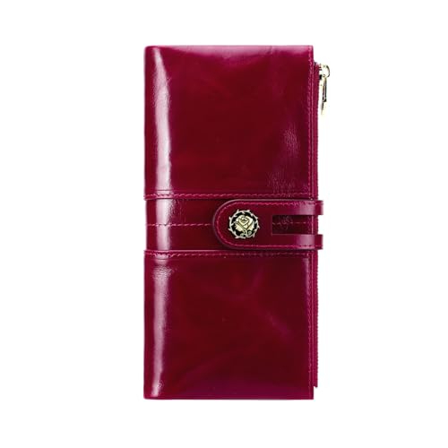Image of Women's RFID Blocking Wallet, Purple | Soft Leather, Clutch Money Purse, Slim Card Holder Organizer, Zip Pocket, 3020