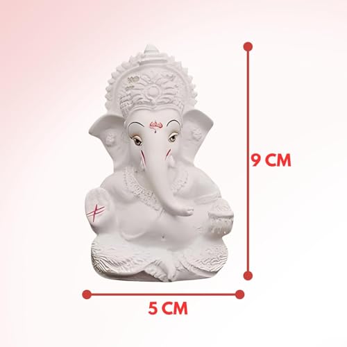 Image of JOY LAND Lord Ganesha Car Dashboard Idol | White & Gold Ganesh Murti for Car Dashboard, Home & Office Decor (White)