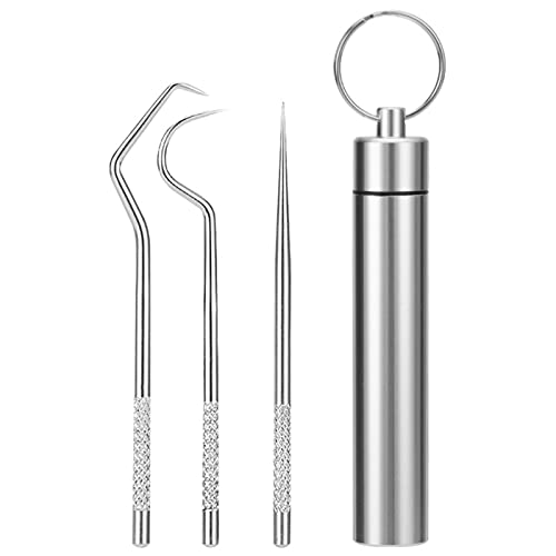 GXFCAI Kit de limpieza de palillo de dientes de acero 304, llavero portátil para dientes al aire libre, kit de herramientas J5X4, llavero de limpieza