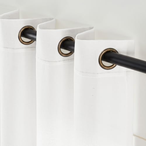 Image of jinchan Linen White Curtains 84 Inch Long for Living Room Bedroom Farmhouse Grommet Top Light Filtering Window Drapes 38x84 Off White 2 Panels