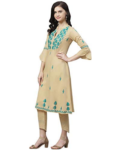Image of Ada Hand Embroidered Lucknowi Chikankari Cotton Kurta Set for Women A100320