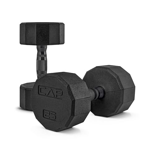 CAP Barbell 12-Sided Coated Dumbbell with Black Handle, Pair, 25 LB