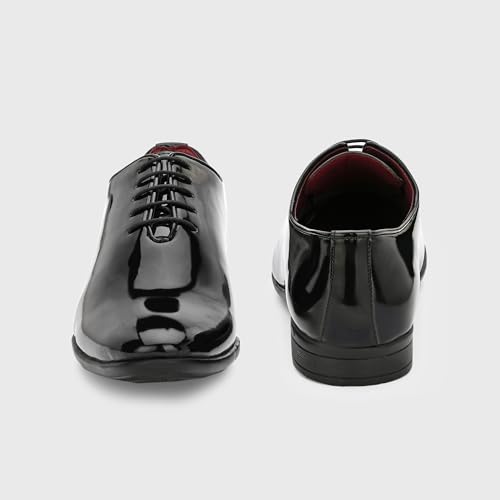 Image of Centrino Men's Glossy Formal Shoes |Lace-Up Design with Cushioned Insole for Comfort | Comfort, Style and Durability for Professional or Formal Wear |Craftsmanship for All-Day Elegance (9750)
