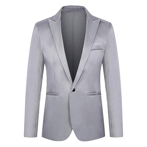 Men's Slim Fit Solid Blazer Business Sport Coats Solid One Button Suit Jacket Casual Lightweight Suit Jacket