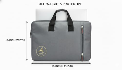 Image of 15.6 inch Laptop Sleeve with Handle - Water Resistant Case for MacBook HP Dell Lenovo (Black,Grey)