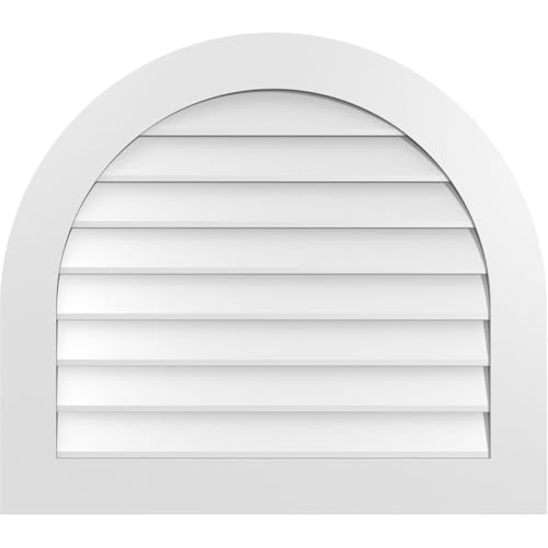 Ekena Millwork GVPRT34X3001SN Round Top Surface Mount PVC Gable Vent, Factory Primed White