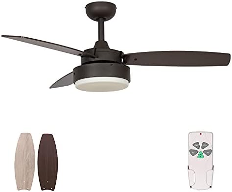 HYATECH 42 Inch Modern Style Indoor Ceiling Fan with Dimmable Light Kit and Remote Control, Reversible Blades, ETL for Living room, Bedroom, Basement, Kitchen, Oil-rubbed Bronze