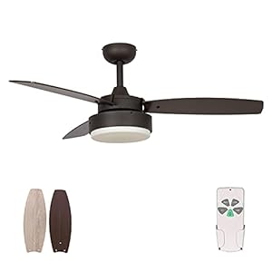 HYATECH 42 Inch Modern Style Indoor Ceiling Fan with Dimmable Light Kit and Remote Control, Reversible Blades, ETL for Living room, Bedroom, Basement, Kitchen, Oil-rubbed Bronze