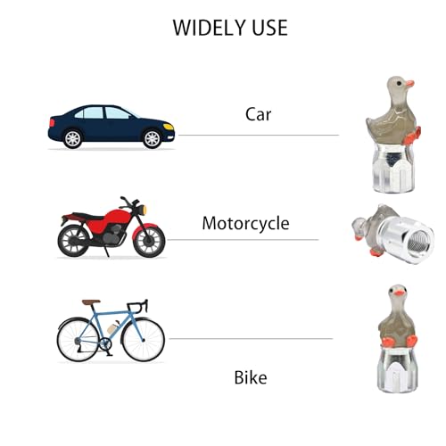 4-Pack Handmade Grey Goose Valve Stem Caps for Schrader Valves, Cute & Stylish Car and Bike Accessory, Unique Auto Decor, Fun Wheel Accent, Ideal Gift for Car Enthusiasts