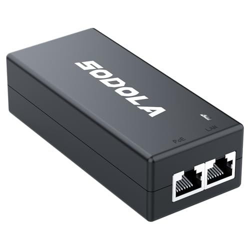 Sodola 2.5G PoE Injector IEEE 802.3af/at Non-PoE to PoE Adapter 100/1000/2500Mbps Supplies Up to 30W Plug & Play Desktop/Wall-Mount Distance Up to 100m Idea for AP/IP Camera/IP Phone