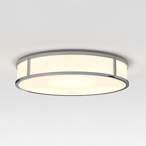 Mashiko 400 Round, Bathroom Ceiling Light In Polished Chrome - Designed In Britain - Dimmable, Damp Rated, E26/Medium - 1121031 #TOP1