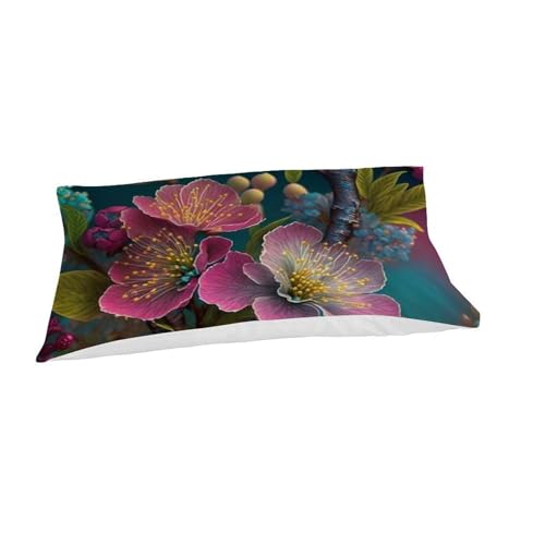 Housse de couette fermeture éclair fleurs roses lit enfant microfibre douce
