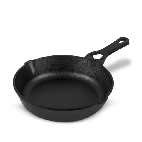 Image of Pencil Pre-Seasoned Iron Skillet /Fry Pan with Handle 20 cm | Cast Iron | Compatible with Gas Stoves & Induction | Naturally Nonstick | 100% Pure & Toxin-Free | No Chemical Coating | Black