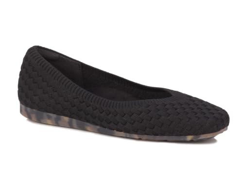 Ros Hommerson Niki Flat, Black Woven Knit Wide (D) 9