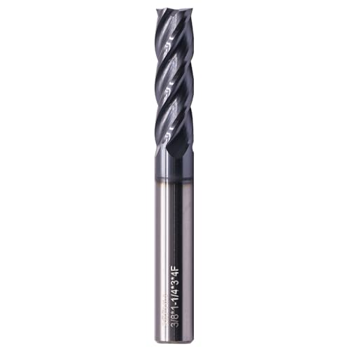 Image of 3 /8 inch 4 Flute Solid Carbide Long Square End Mill, 3 inch OAL, AlTiN Coated | 35 Helix, 3 /8 inch Cutting Dia, 3 /8 inch Shank Dia, 1-1 /4 inch LOC, for Milling Alloy Steel, Carbon Steel, Cast Iron, Copper