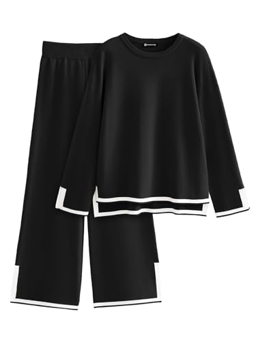 Knit Lounge Sets for Women Long Sleeve Sweater Pajama Sets