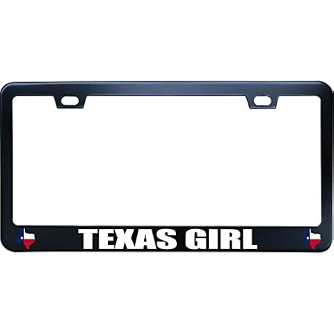 XYcustomBest Personalized Slimline License Plate Frame, Matt Black Tag License Plate Cover, Texas Girl Texas Map Black, Humor Funny Tag Cover Holder for Front/Back Vehicle Cover