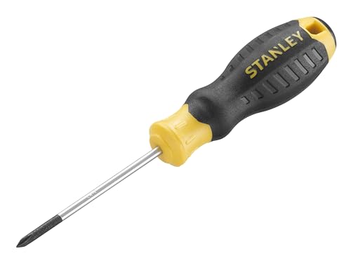 Stanley Cushion Grip™ Screwdriver Phillips Tip PH0 x 60mm, Made from high-Strength, Chrome Vanadium Steel with Strong Magnetic Black Oxide tip