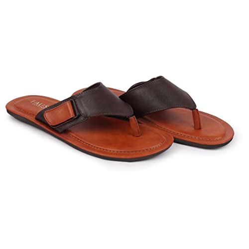 Image of FAUSTO Mens Slip On Sleek Desgined Casual Flip-Flops | Indoor & Outdoor Thong Slippers With Buckle Strap