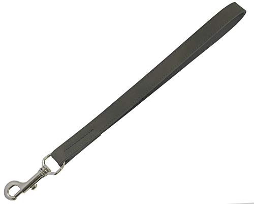 Laisse courte pour chien - En cuir de vachette fin - Renforcée avec une bande de tissu à l'intérieur - Avec mousqueton - 40 cm - Fabriquée à la main en Allemagne Cover