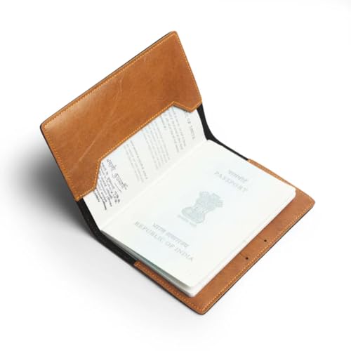Image of ncgifts Customised Leather Passport Holder: Personalised Name & Charm for Men & Women - Unique Travel Gift, Document Organiser, Boarding Pass Holder, Customised Gifts for Men & Women (Tan)