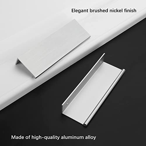 Image of Rergy 30 Pack 3-3 /4 inch Cabinet Pulls Brushed Nickel Finger Pulls for Cabinets | Aluminum Alloy Silvery Edge Pulls Modern Cabinet Handles for Kitchen, Cupboard, Drawers, Dressers, Screws Included