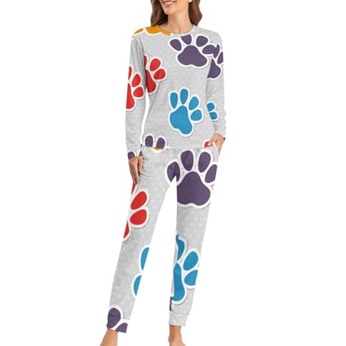 Pyjama femme avec t-shirt à manches longues et pantalon sleepwear imprimé