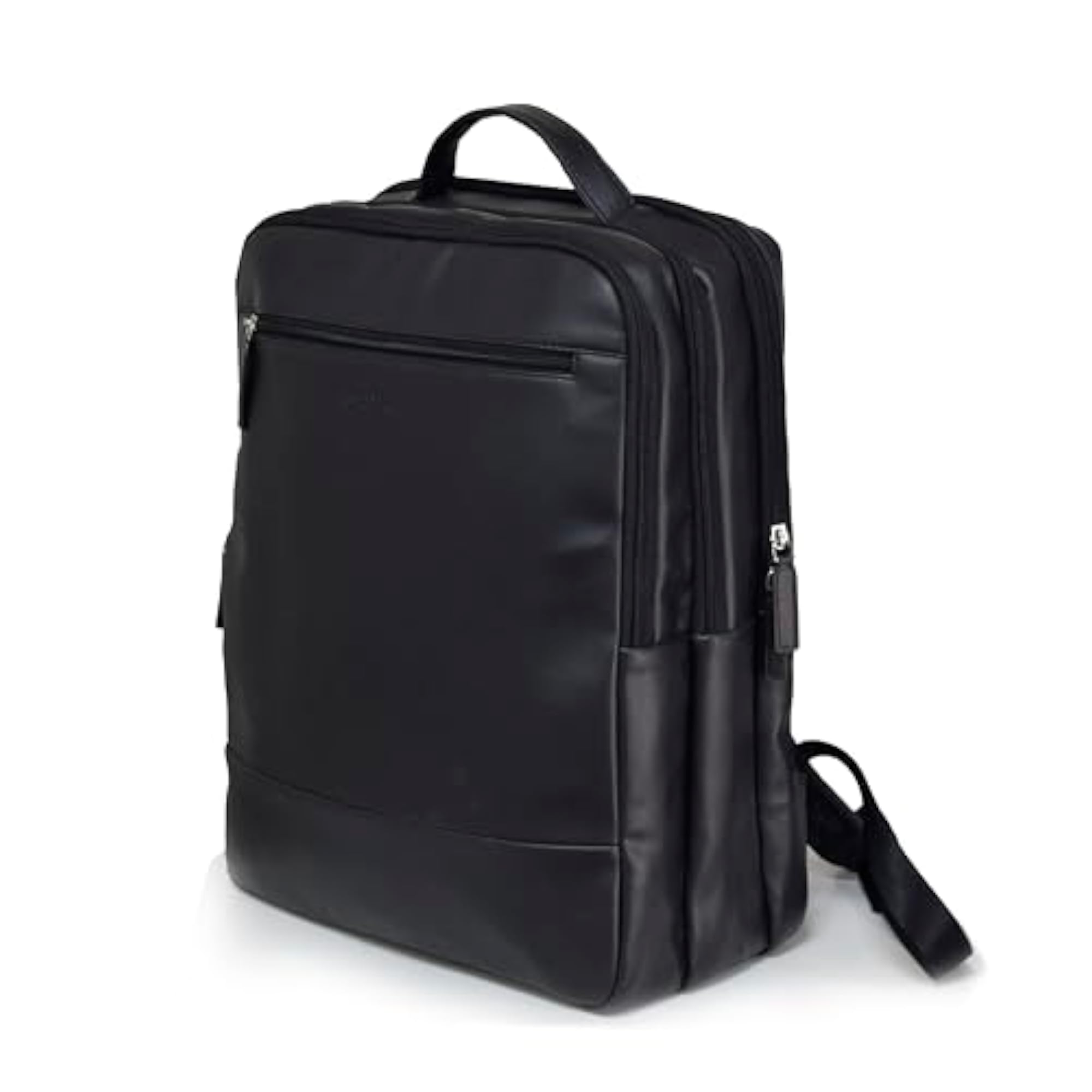 FAULKNER Black PU Laptop Backpack for 15.6 Inch Laptop