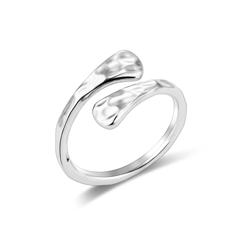 ALEXCRAFT Bague Ouvert Ajustable Femme Argent 925, Bagues Goutte d'Eau, Hypoallergéniques, Acier, Bague Empilables 14K Or Plaqué, Bague Pouce pour Femme...