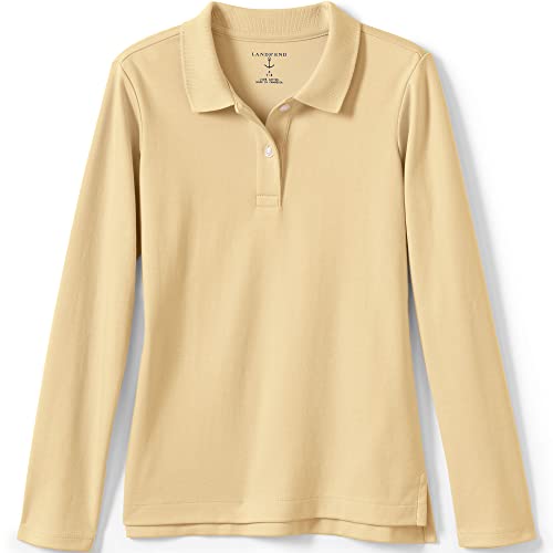 Image of Lands' End School Uniform Girls Long Sleeve Feminine Fit Interlock Polo Shirt