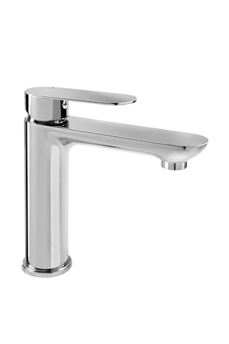 Marco Mammoliti | Miscelatore Monocomando Lavabo Cletia Cromo in Ottone, Altezza Bocca 125mm, 18,4x17,5x5cm