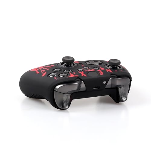 Image of RALAN Laser Blood Handprint Design Controller Skin with 4 Thumb Grips for Xbox Elite Wireless Controller Series 2 Core, Anti-Slip Silicone Controller Cover Protector Case
