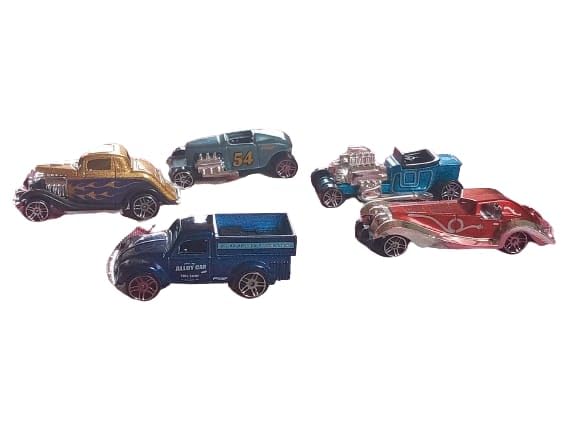 Image of 1:64 Diecast Vintage Cars| Model Cars | Metal Cars | Vintage Metal Cars| Vintage Track Racing Cars | Racing Thrills | Vintage Model Cars | Pack of 5 Metal Cars
