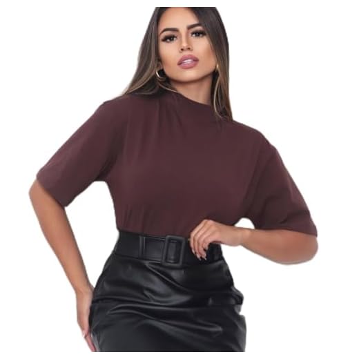 Blusa Camiseta T-Shirt Tee Feminina Gola Alta Feminina Manga curta Lisa Social elegante – Básica, Moderna e Confortável - YASDA (BR, Alfa, G, Regular, AZUL CANDY)