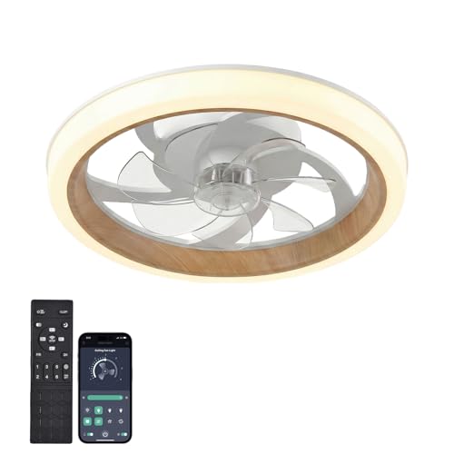 RHEAFON Ceiling Fans with Lights and Remote Dimmable 3 Color Modern Bedroom Ceiling Fans Lamp 6 Speeds & Timer Quiet LED Fan Light for Bedroom Dining Room Living RoomCeiling Fan Lights