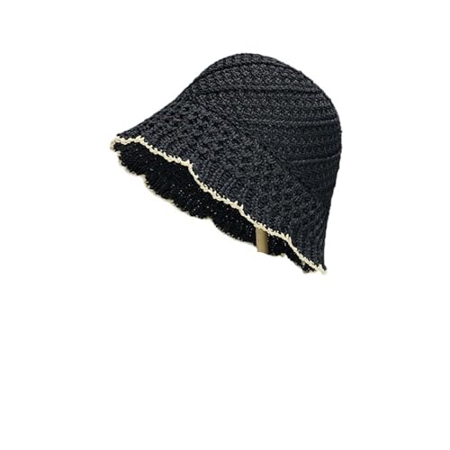 Chapeau de soleil respirant et creux en paille pour femme style pêcheur