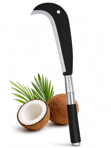 Image of ARUSPRAY Multipurpose Kitchen Knife | Billhook Knife, Kerala Koduval for Coconut Cutting, Handmade Nariyal Cutter, High Tempered Iron Steel Blade