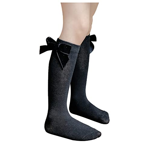 Length Knee-High Kids Toddler Baby Girls Princess Socks Mid-Calf Stockings Solid Sock Infant Girls (Black, 3-18 Months)3
