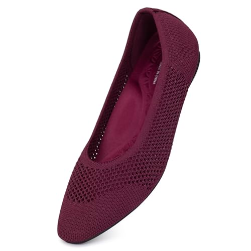 Frank Mully Square Toe Flats for Women Breathable Mesh Knitted Shoes with Arch Support for Walking, Travel & Daily Wear